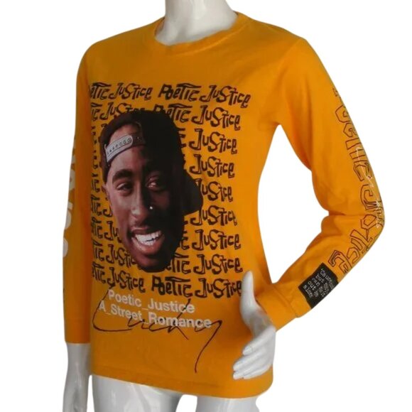 Tupac Shakur Poetic Justice Tshirt, S, Yellow, Long Sleeves, Sleeve Print, 2Pac - Picture 6 of 9